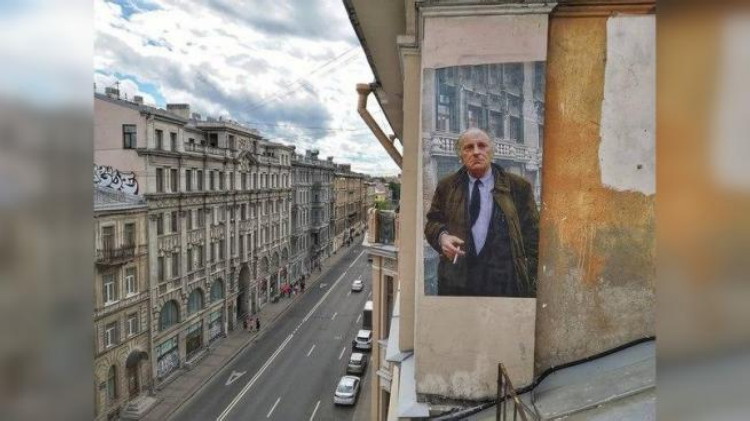 В Петербурге восстановили граффити с Иосифом Бродским